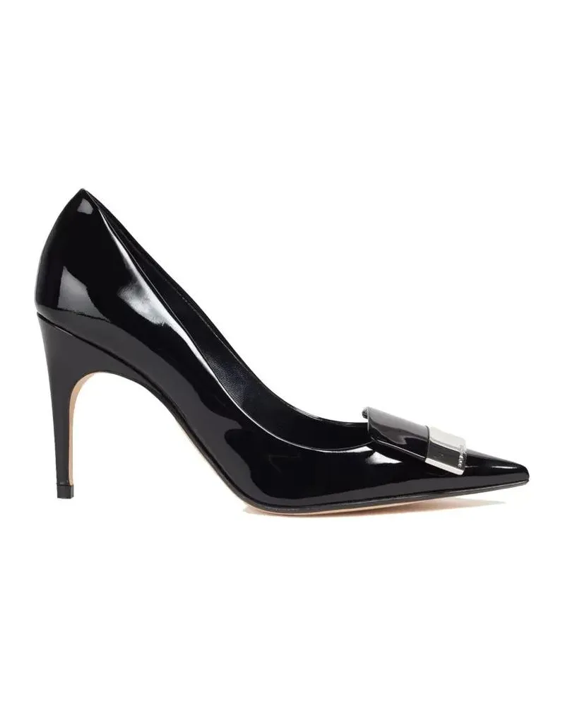 Sergio Rossi Hohe Schuhe Black Leather Pumps With Sleek Pointed Toe schwarz Schwarz