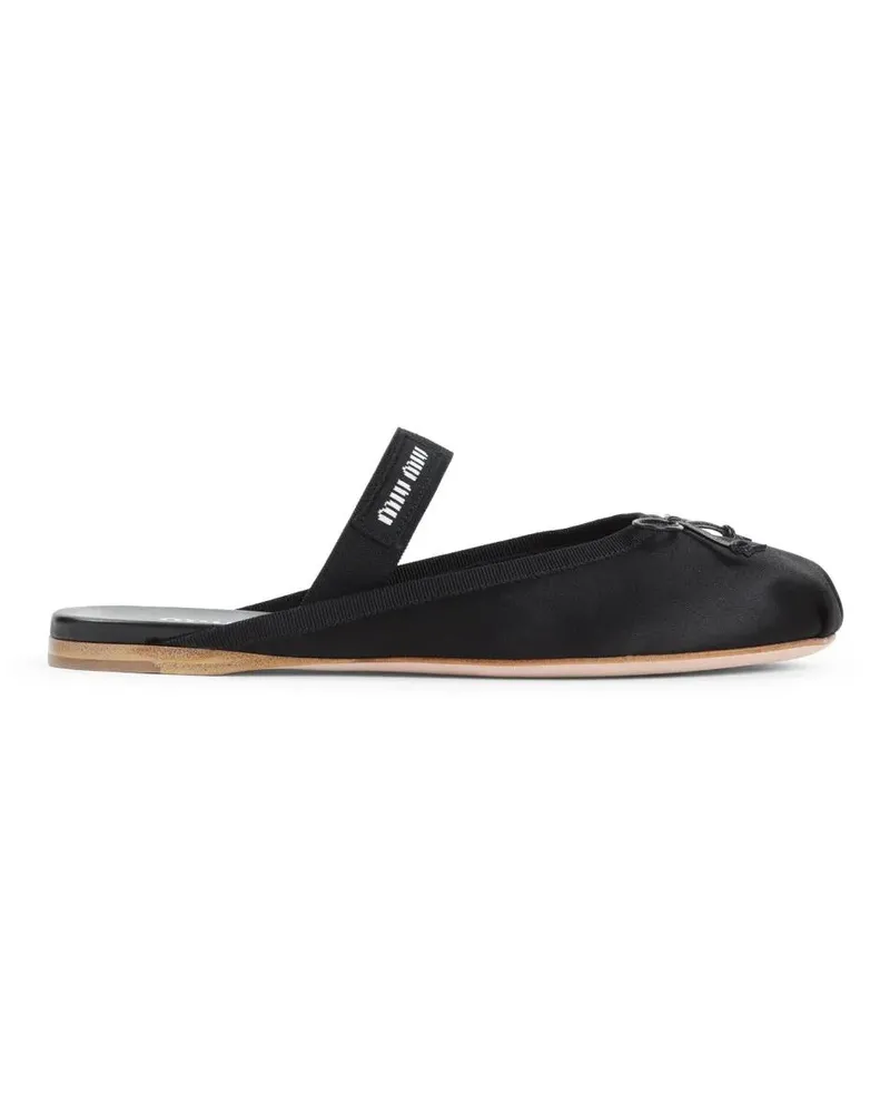 Miu Miu Sandalen Rounded Toe Black Sandals With Elastic Strap schwarz Schwarz