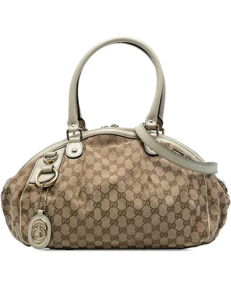 Gucci Hobo Bags GG Canvas Sukey Satchel braun Braun