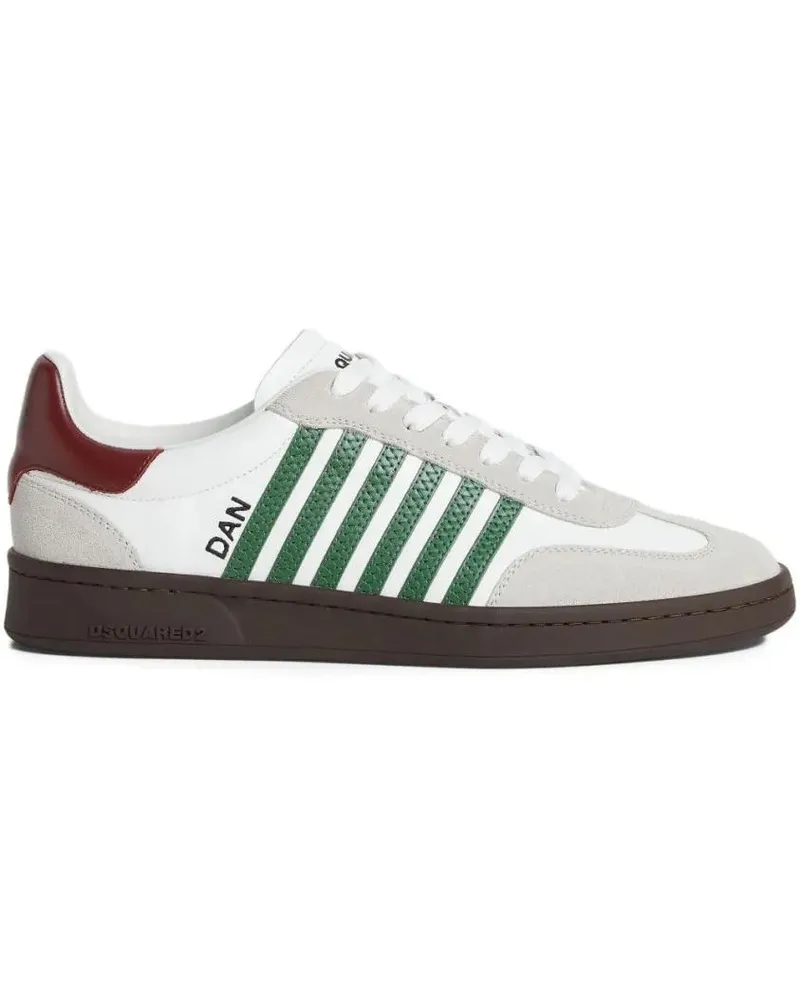 Dsquared2 Low-Top Sneaker White Leather Sneakers With Side Stripe Detailing weiß Weiß