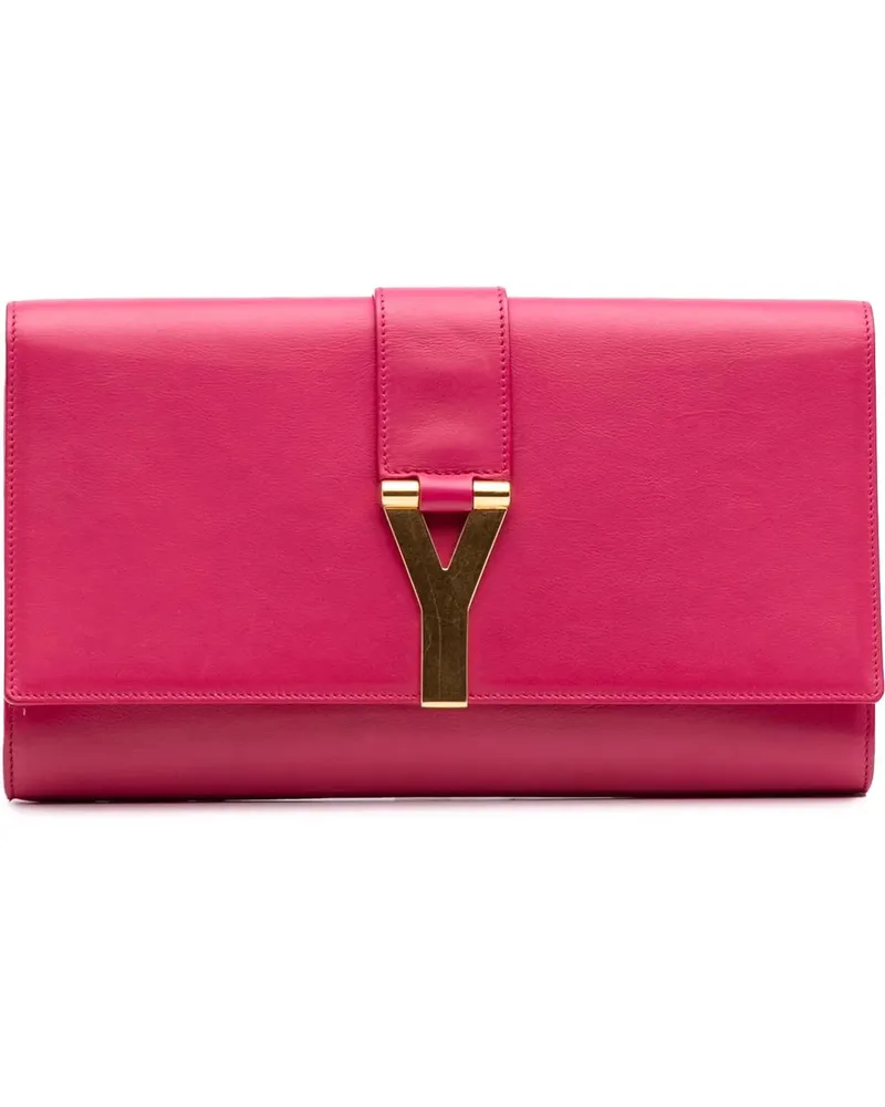 Saint Laurent Clutches Leather Chyc Ligne Clutch rosa Gold