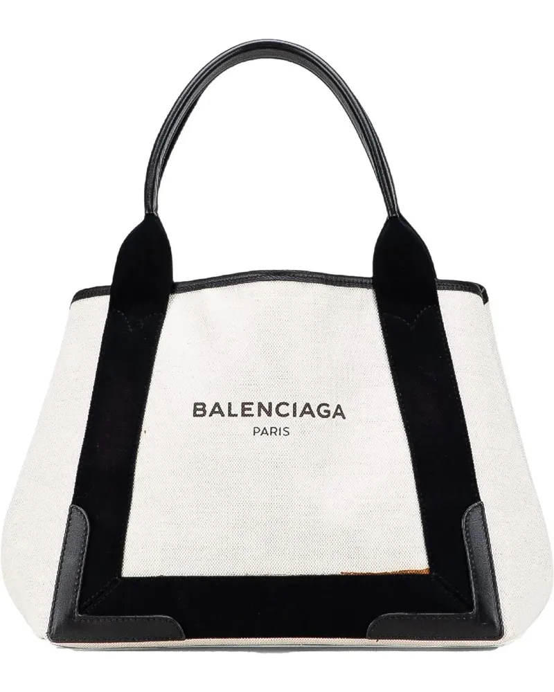 Balenciaga Shopper Canvas Navy Cabas Tote S weiß Weiß