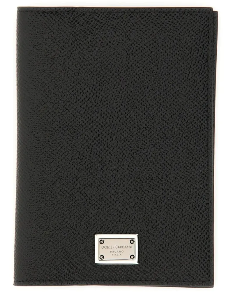 Dolce & Gabbana Portemonnaies Leather Passport Holder schwarz Schwarz