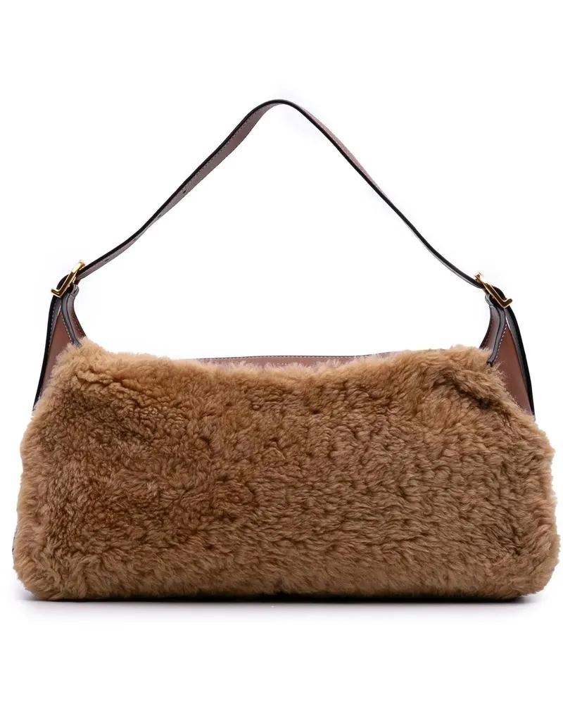 Celine Hobo Bags Shearling and Leather Romy Shoulder Bag braun Braun