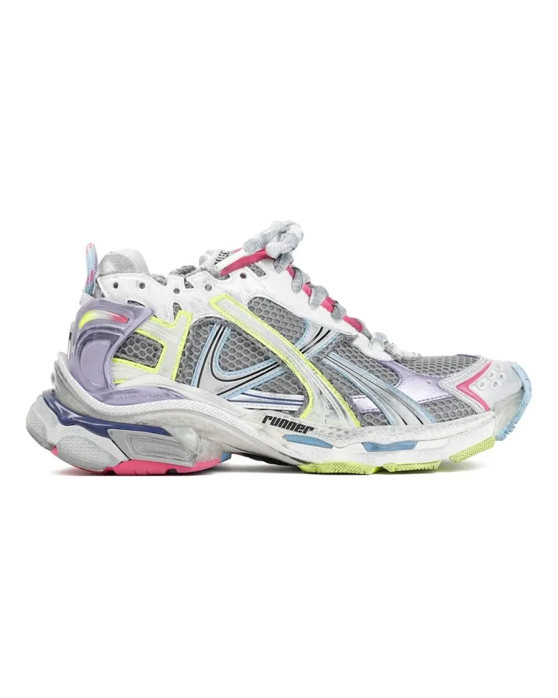 Balenciaga Low-Top Sneaker Multi-Layered Grey Mesh Sneakers With Vibrant Acce bunt Bunt