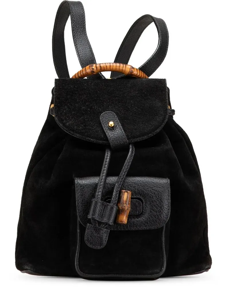 Gucci Rucksäcke Suede Bamboo Backpack schwarz Schwarz