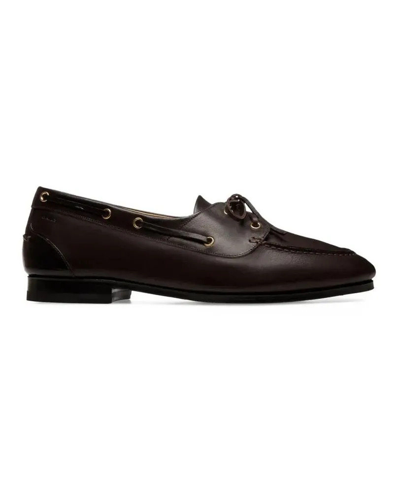 Bally Loafer Buffalo Leather Moccasin-Style Flat Shoes With Sub braun Braun
