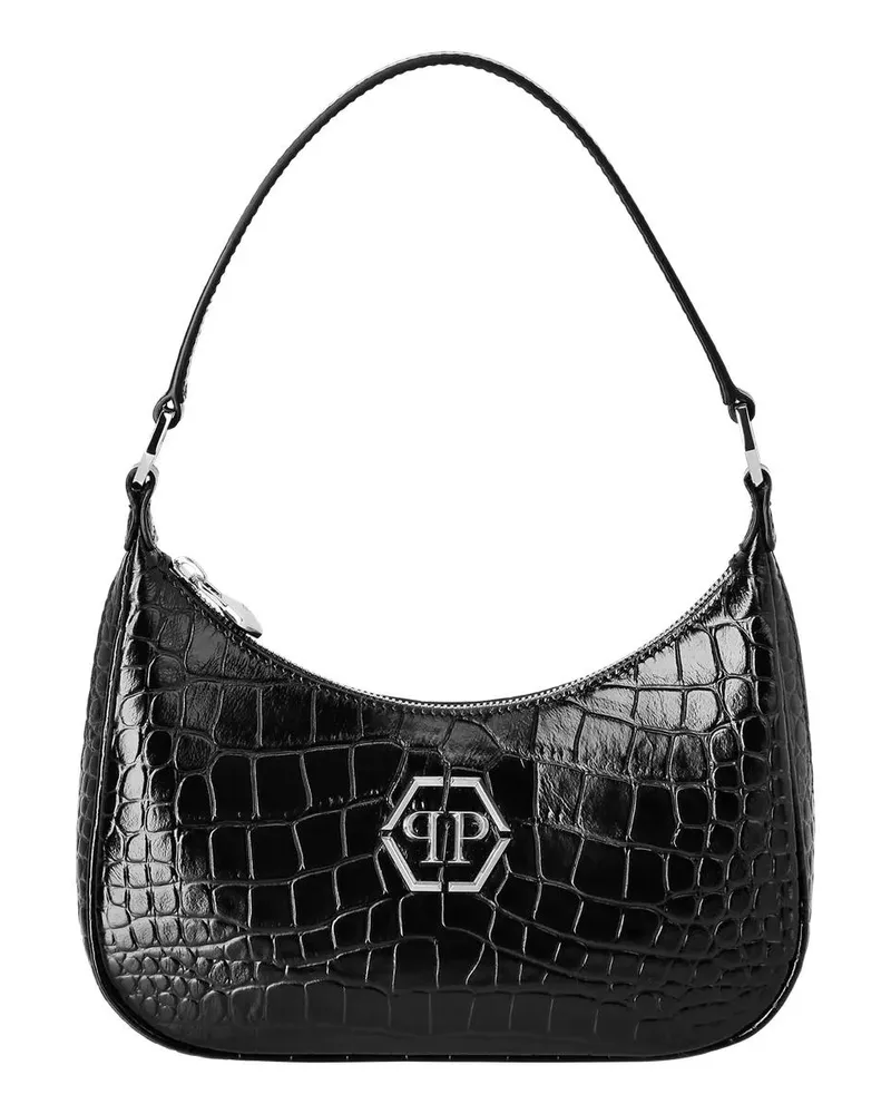 Philipp Plein Hobo Bags Umhängetasche Cocco Crocco Print schwarz Schwarz
