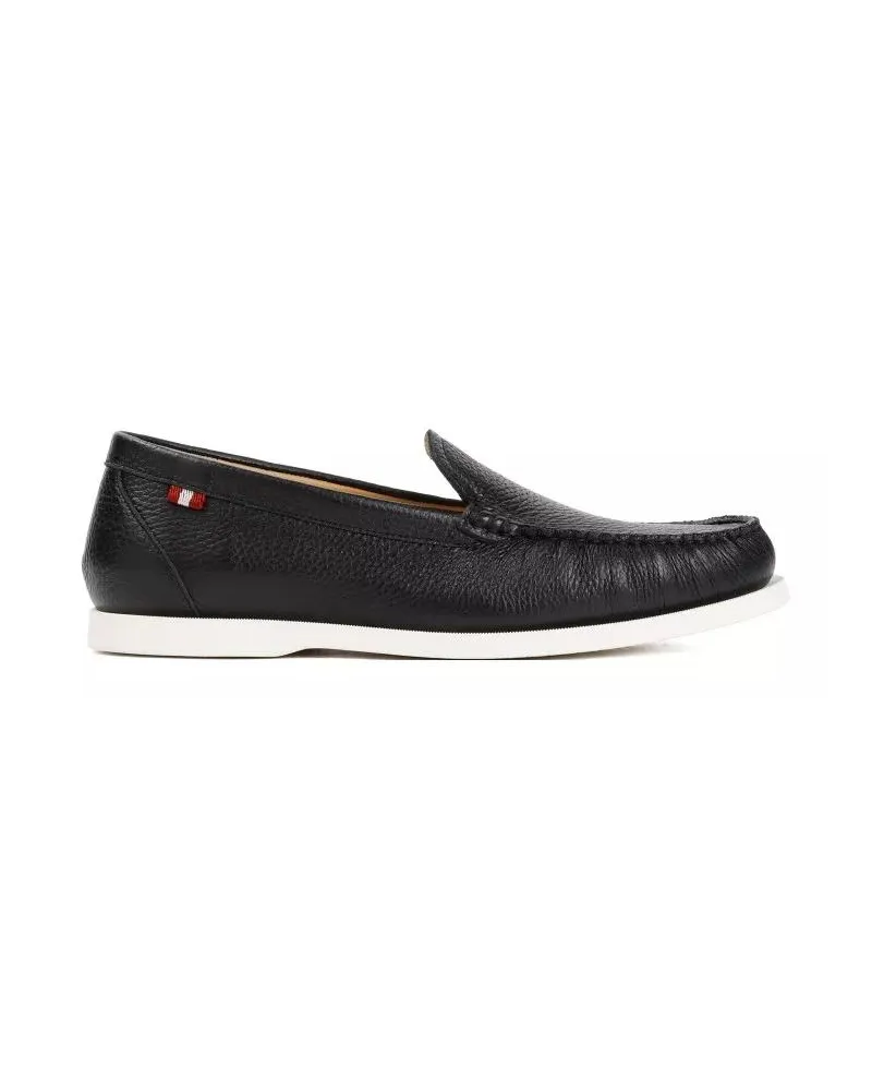 Bally Loafer Black Grained Deer Leather Nadim Mocassin schwarz Schwarz