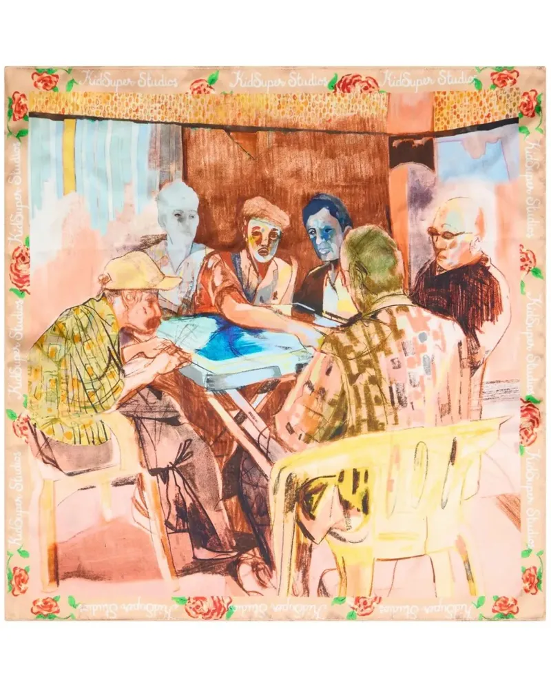 KidSuper Handschuhe Dominos Painting Silk Scarf bunt Bunt