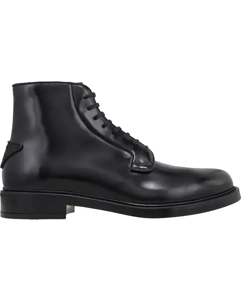 Prada Stiefel  Leather Lace-Up Boots schwarz Schwarz