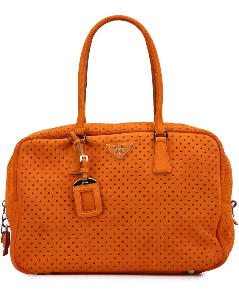 Prada Hobo Bags Scamosciato Perforated Bauletto orange Orange