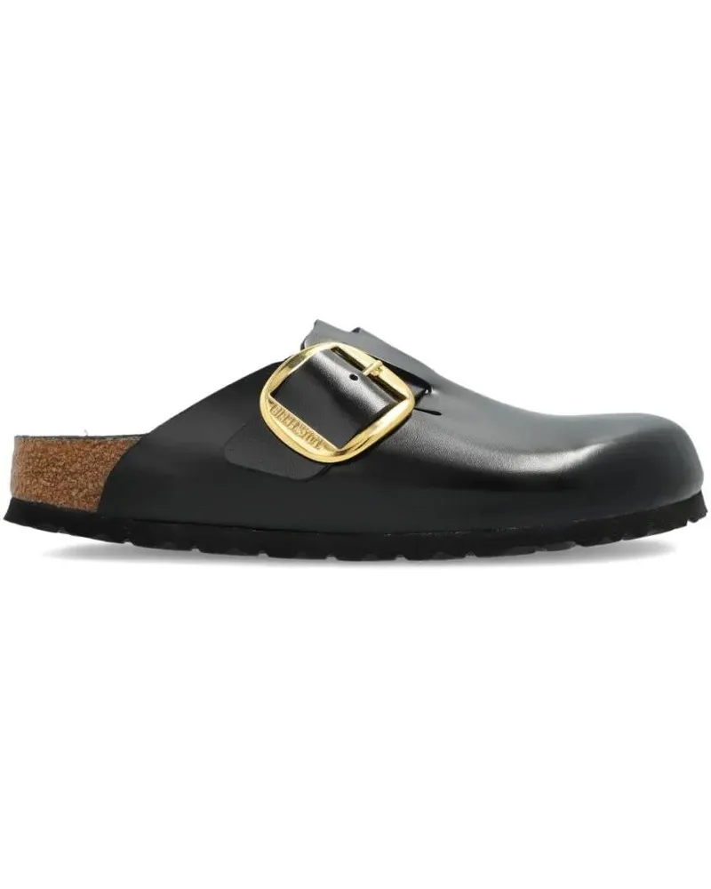 Birkenstock Sandalen Black Slip-On Sandals With Gold-Tone Buckle schwarz Schwarz
