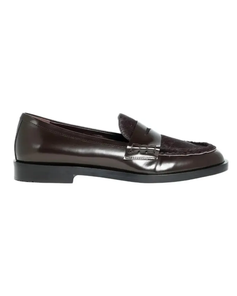 FESTA Milano Brown Leather Loafers With Pony Hair Panel braun Braun