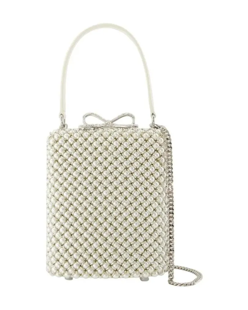 Self-Portrait Hobo Bags Pearl Embellished Mini Bag - Metal - White beige Beige