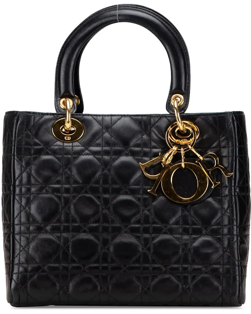 Dior Hobo Bags Medium Lambskin Cannage Lady Dior schwarz Schwarz