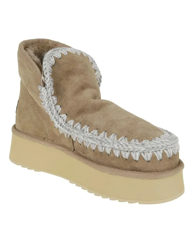 Mou Stiefel Moccasin-Inspired Ankle Boots With Plush Sheep Ski beige Beige