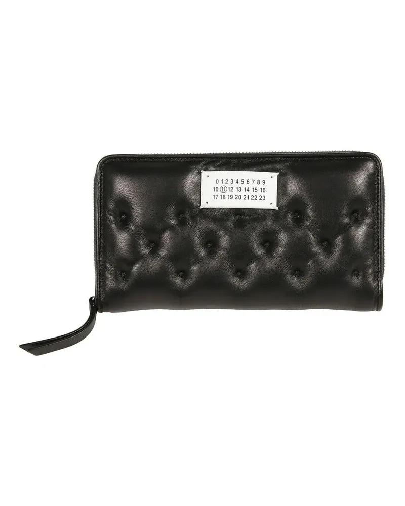 Maison Margiela Portemonnaies Zipped Quilted Wallet schwarz Schwarz