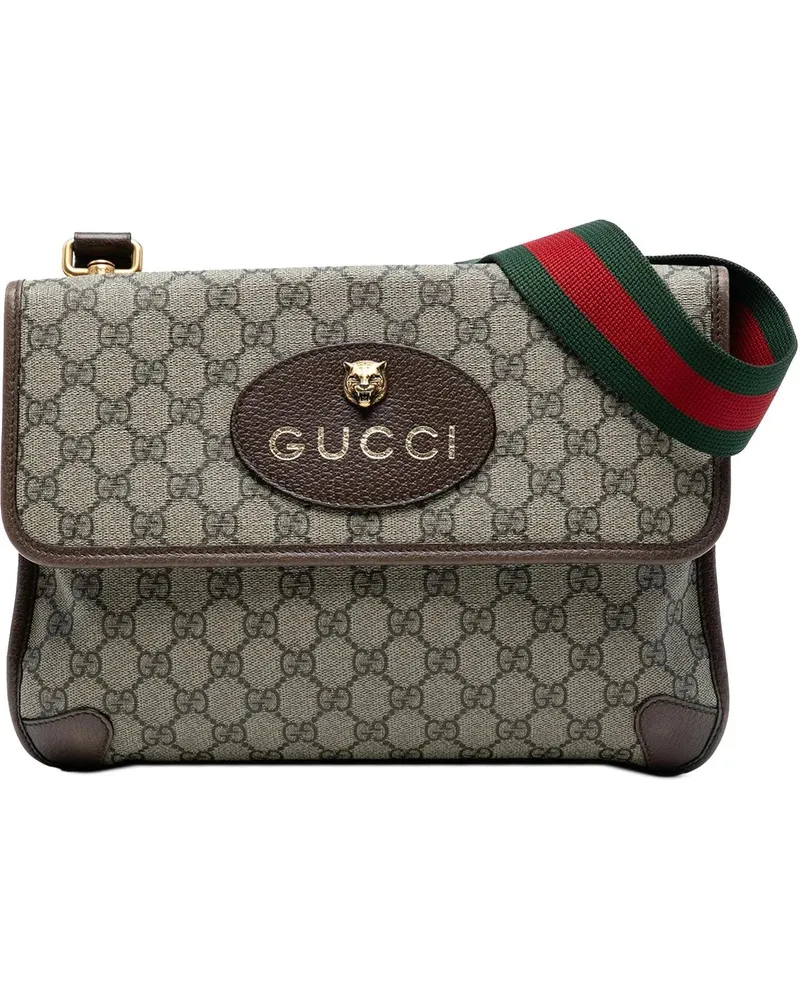 Gucci Hobo Bags Medium GG Supreme Web Neo Vintage Double Flap Mess braun Braun