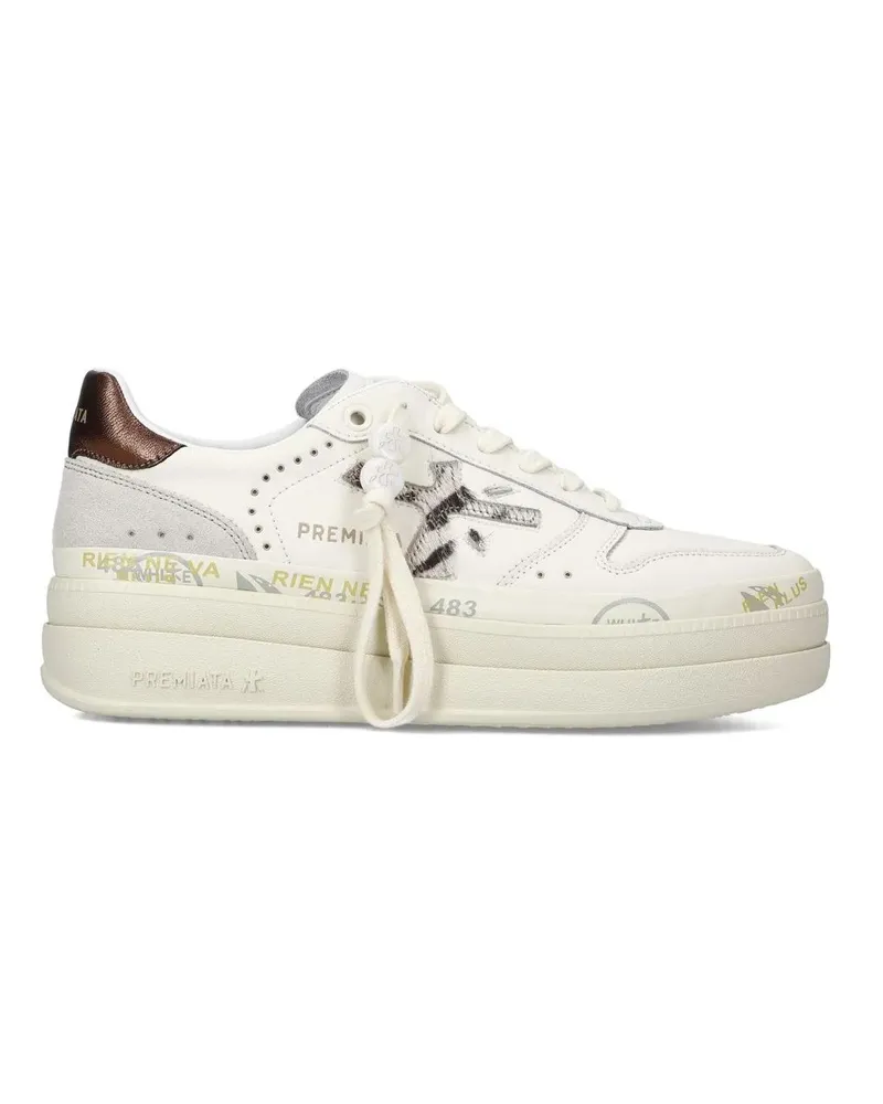 Premiata Low-Top Sneaker Sneakers Micol In White Leather Topponcino Bronze weiß Weiß