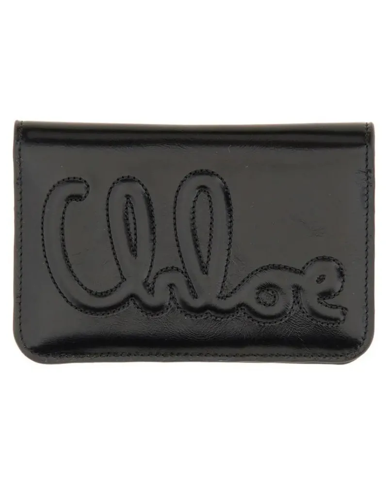 Chloé Portemonnaie Smooth Leather Wallet schwarz Schwarz