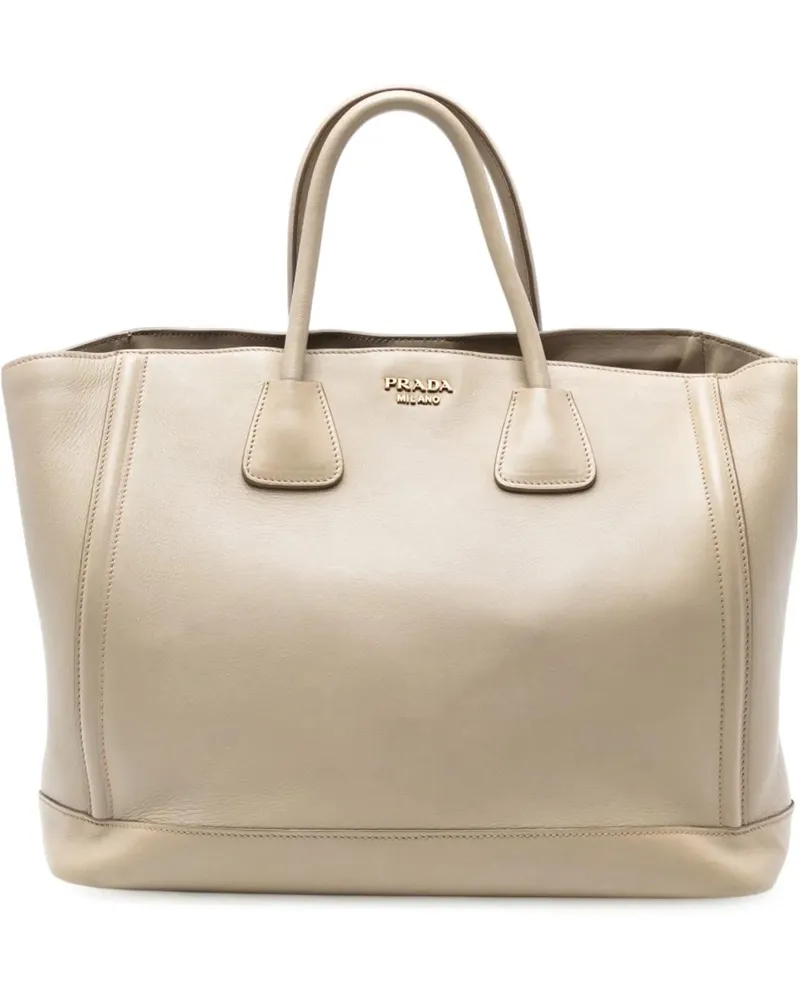 Prada Shopper Large City Calf Double Handle Shopping Tote braun Braun