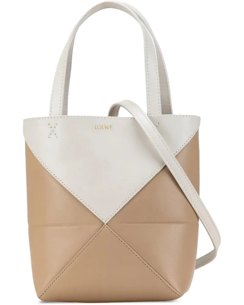 Loewe Hobo Bags 2010-2024 Mini Bicolor Calfskin Puzzle Fold Tote braun Braun