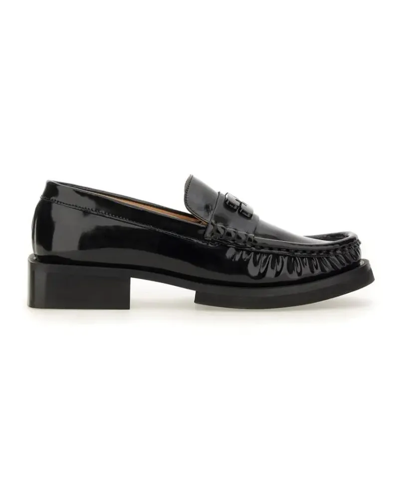Ganni Butterfly" Logo Loafer schwarz Schwarz