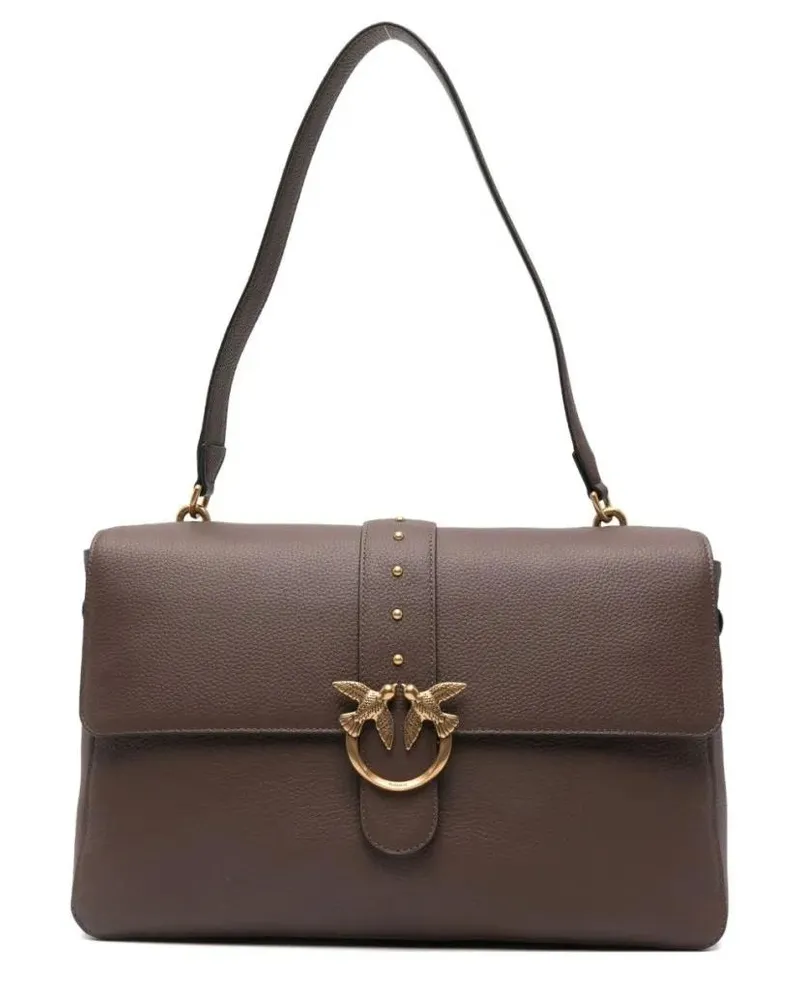 Pinko Hobo Bags Structured Shoulder Bag With Gold-Tone Metal Clasp grau Grau