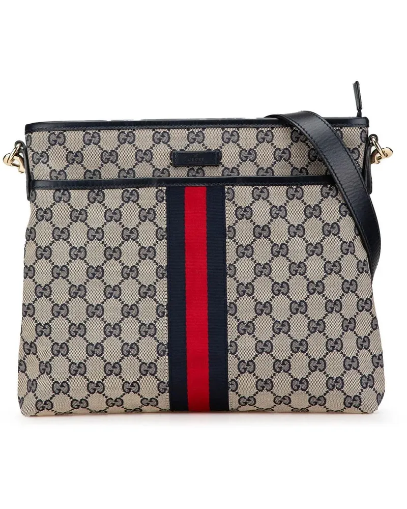 Gucci Hobo Bags GG Canvas Web Crossbody grau Grau