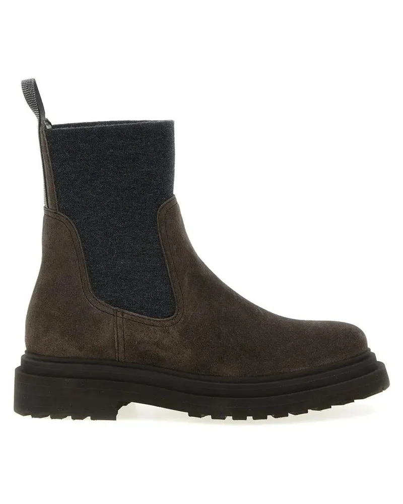 Brunello Cucinelli Stiefel Monile Ankle Boots braun Braun