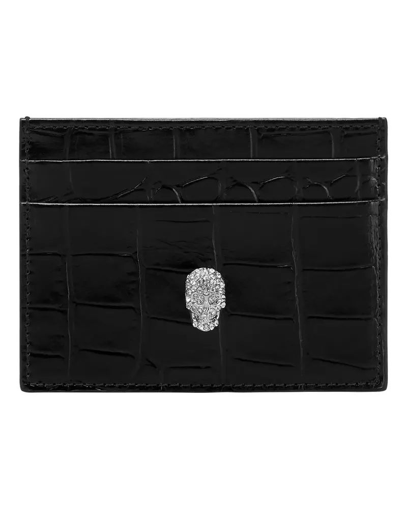 Philipp Plein Portemonnaie Inhaber Von Kreditkarten Skull Crocco Print schwarz Schwarz