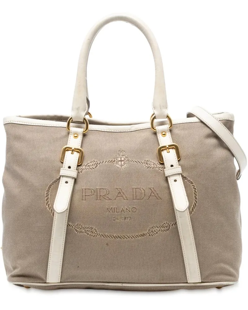 Prada Hobo Bags Canvas Canapa Logo Satchel braun Braun