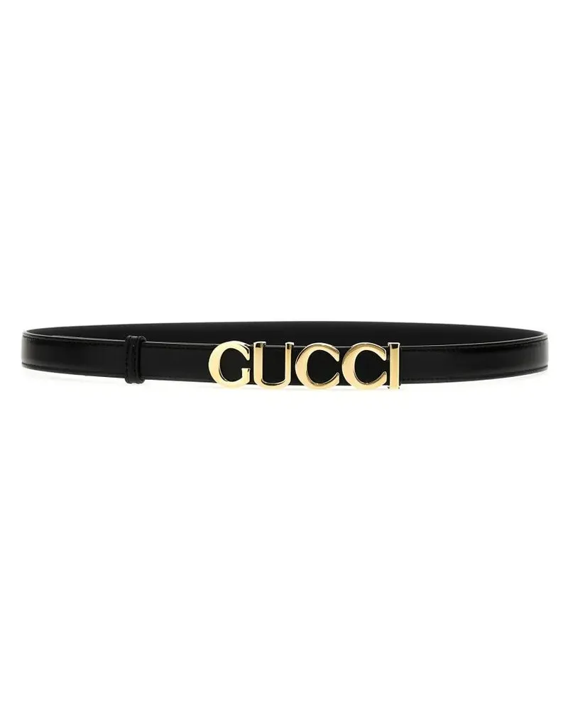 Gucci Gürtel Black Calfskin Leather Belt schwarz Schwarz