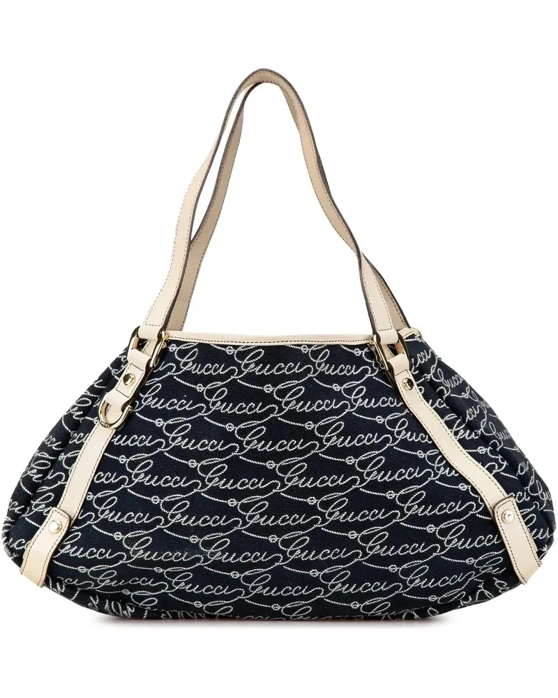 Gucci Shopper 85th Anniversary Canvas Logo Abbey D Ring Tote blau Blau