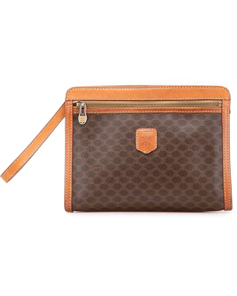 Celine Clutches Macadam Coated Canvas Clutch braun Braun