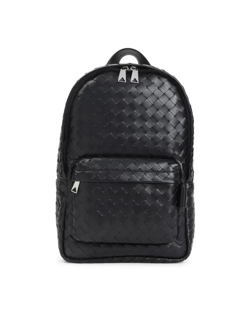 Bottega Veneta Rucksäcke Woven Leather Bucket Bag With Structured Silhouett schwarz Schwarz