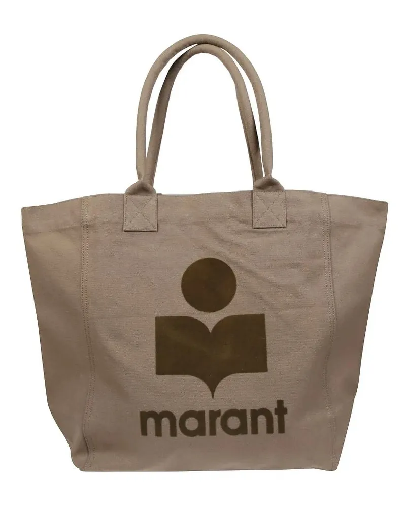Étoile Isabel Marant Shopper & Totes Muted Beige Cotton Tote Bag With Bold Logo braun Braun