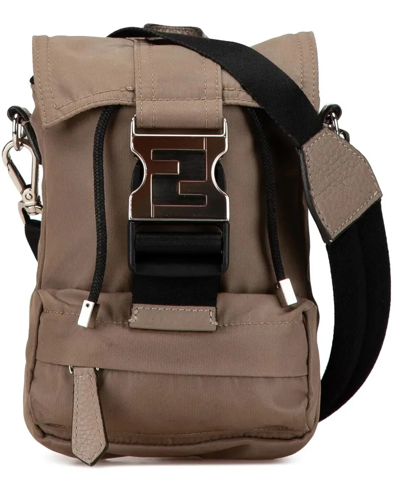 Fendi Rucksäcke 2010-2023 Mini ness Nylon Convertible Backpac braun Braun