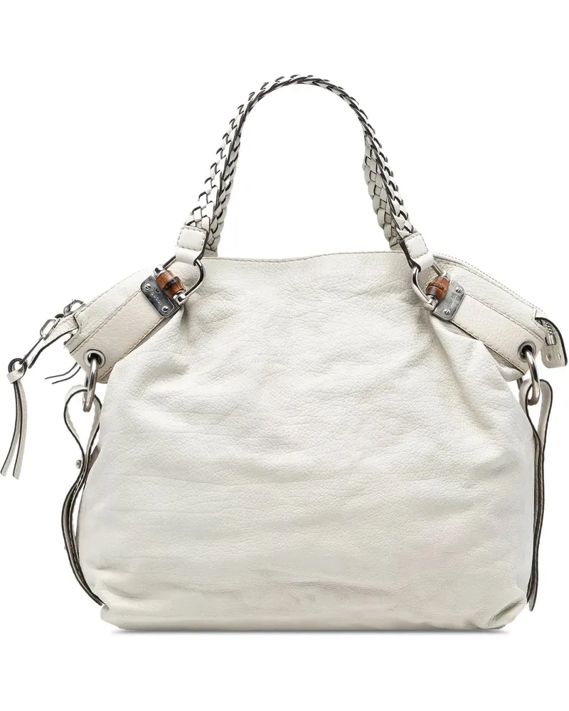 Gucci Shopper Large Leather Bamboo Bar Tote weiß Weiß