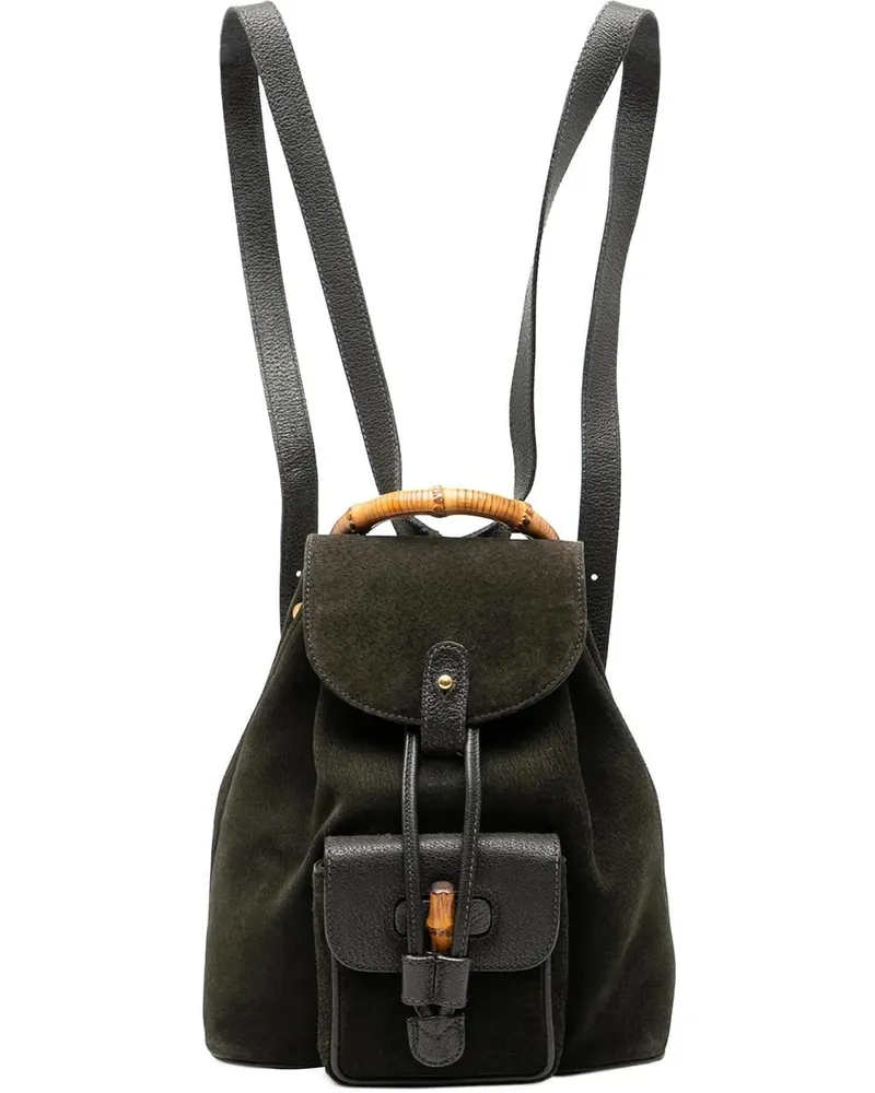 Gucci Rucksäcke Suede Bamboo Drawstring Backpack schwarz Schwarz