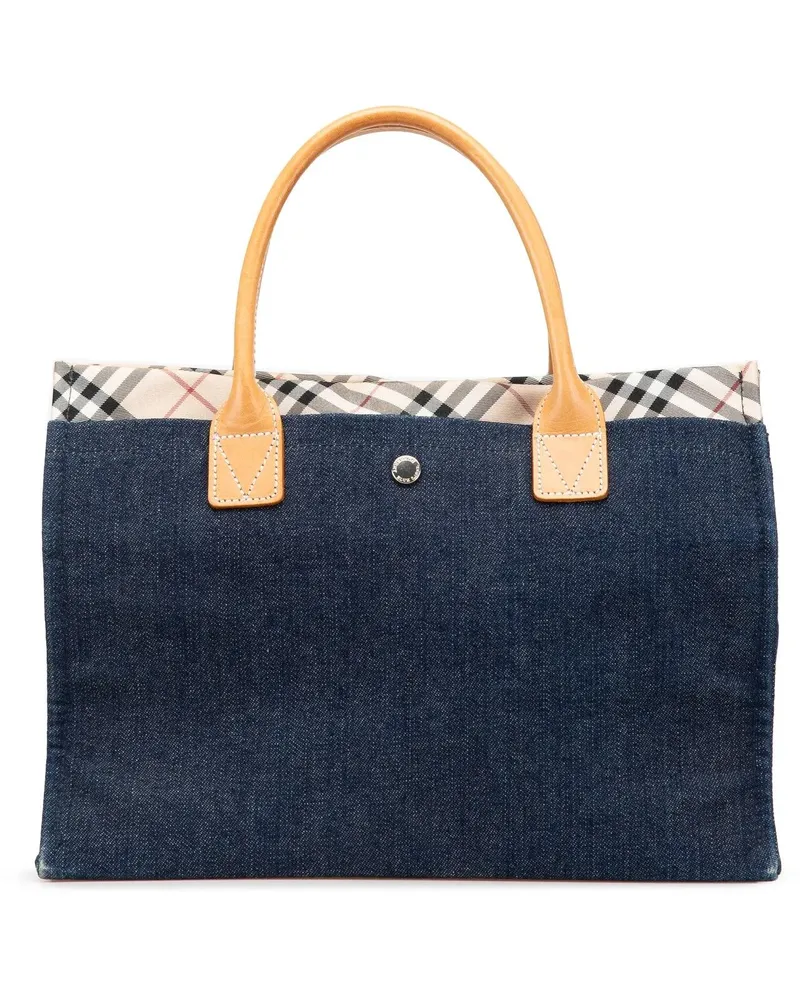 Burberry Shopper 2000-2017 Nova Check Trimmed Denim Tote blau Blau
