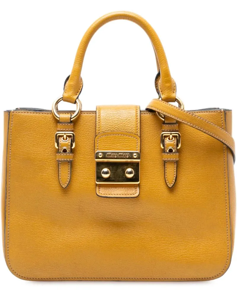 Miu Miu Hobo Bags Goatskin Madras Satchel gelb Gelb
