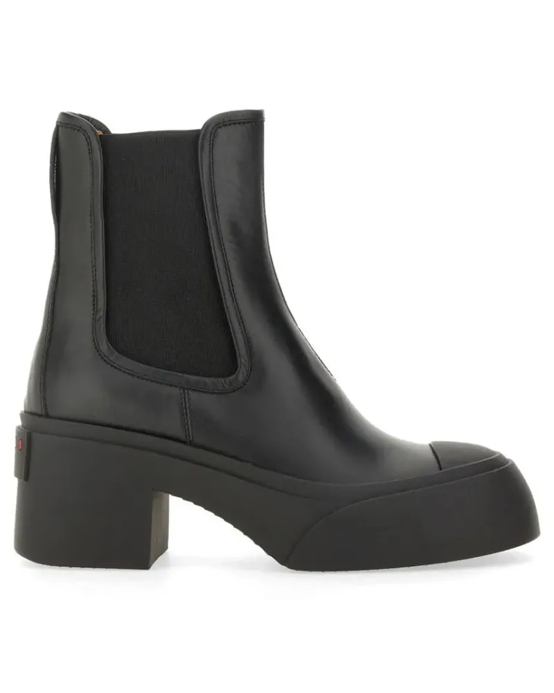 Marni Stiefel Block Heel Calf Leather Boots schwarz Schwarz