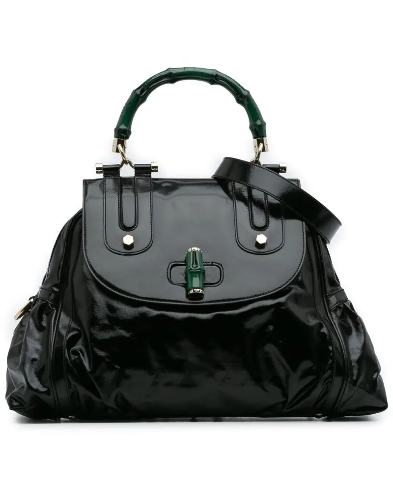 Gucci Hobo Bags Dialux Pop Coated Canvas Bamboo Top Handle Bag grün Grün