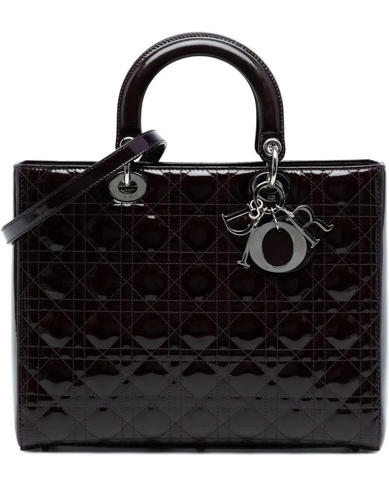 Dior Hobo Bags Large Patent Cannage Lady Dior orange Orange