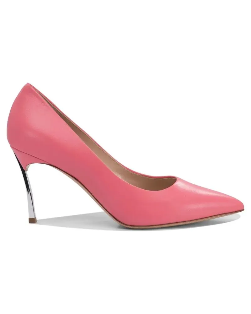 Casadei Hohe Schuhe Pointed Toe Pink Leather Pumps pink Rosa