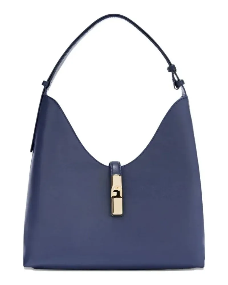 Furla Hobo Bags Structured Handbag With Gold-Tone Clasp Detail grau Grau