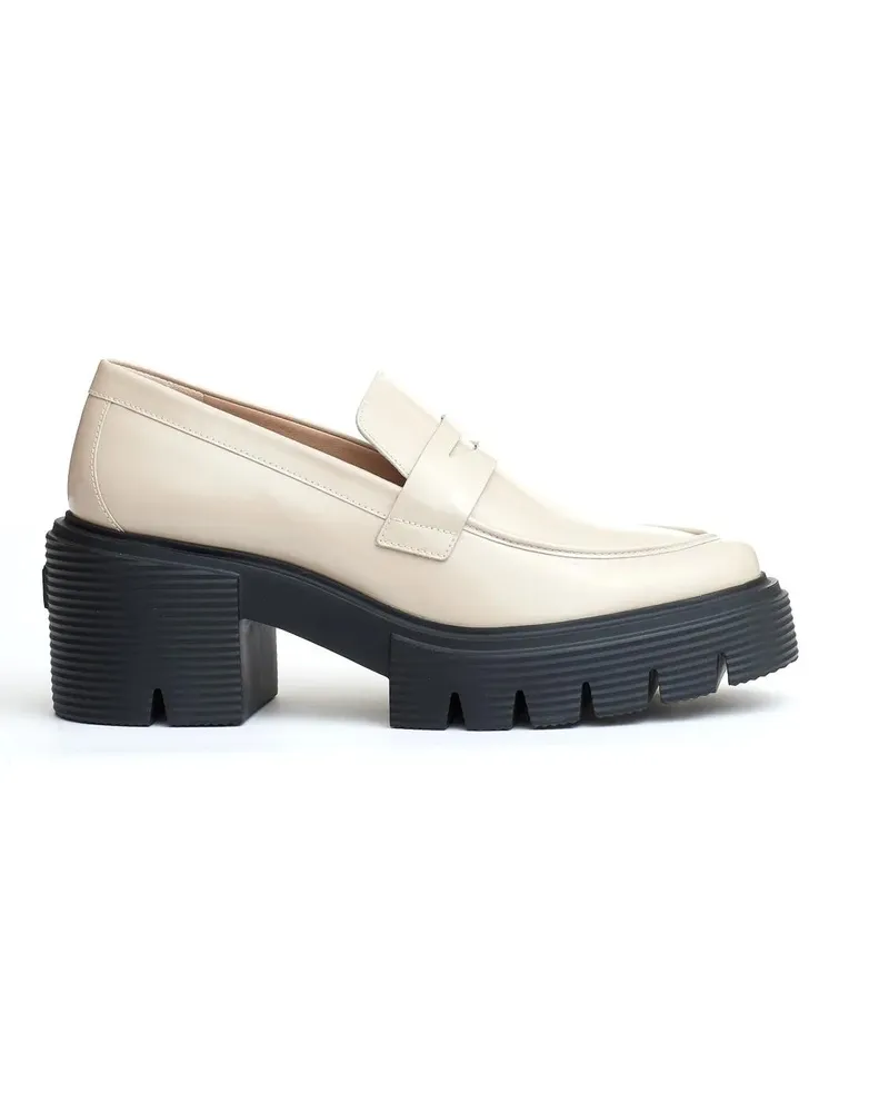 Stuart Weitzman Beige Leather Moccasin Rubber Sole beige Beige