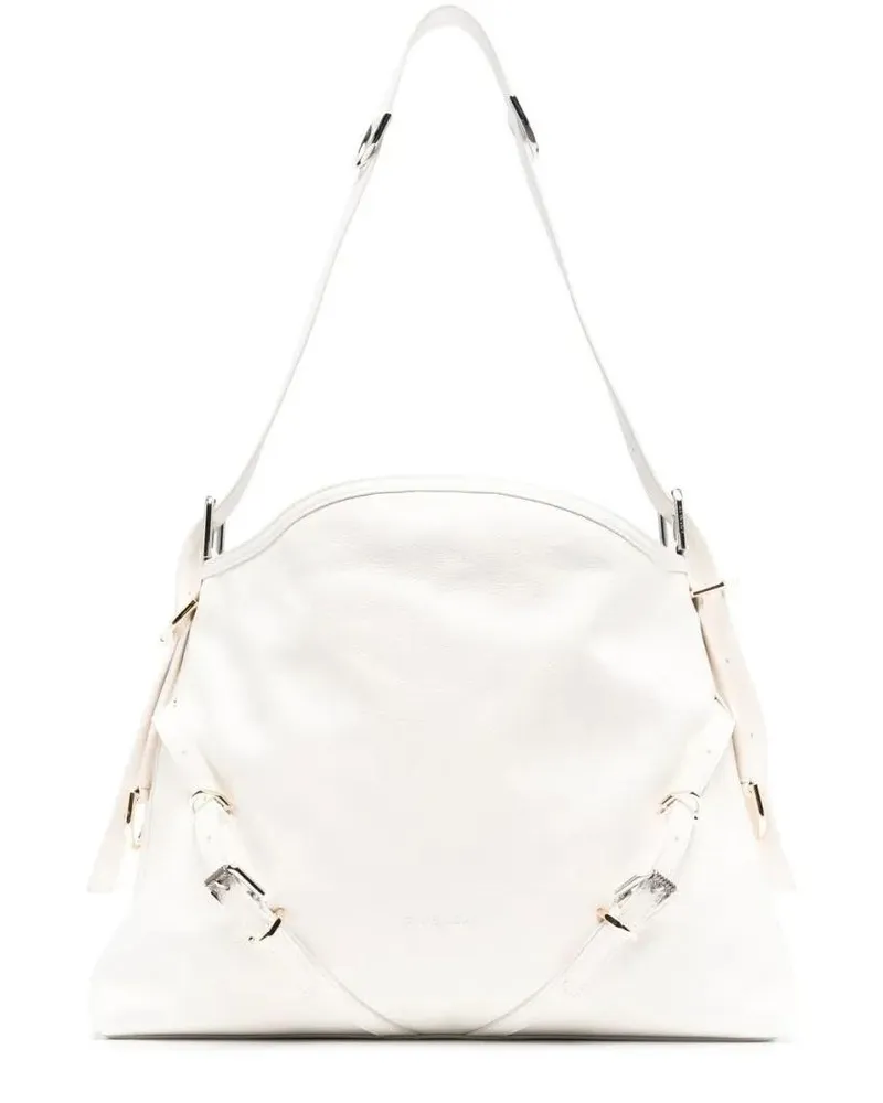 Givenchy Hobo Bags Medium Shoulder Bag With Embossed Logo And Crystal weiß Weiß